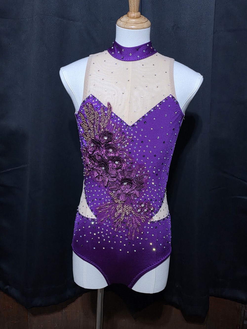 Purple Embellished Kids One-Piece Leotard